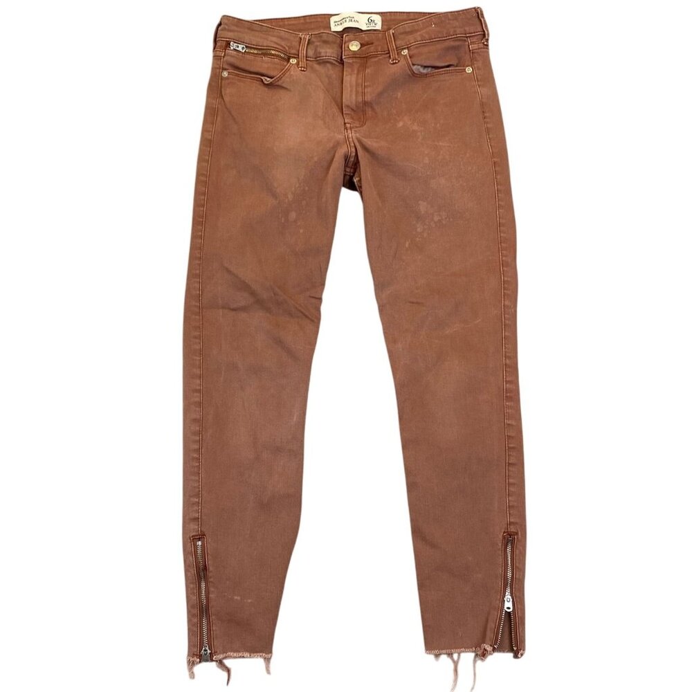 Abercrombie & Fitch Women's Ankle Jeans 6R 28x26 Rust Brown Cotton Blend